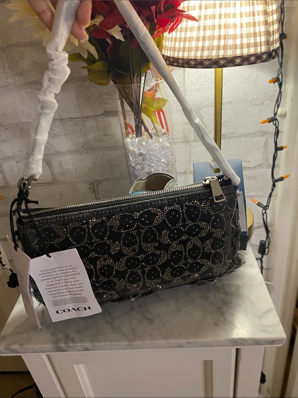 COACH plaza bag 25 Crystal silver/ black